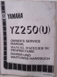 Manual Catálogo Motocross Yamaha YZ250 (U) de Serviços Manutenção Motor Suspenção OEM 2VM-28199-80