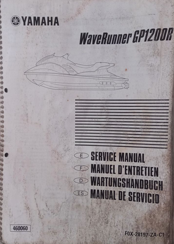 Manual Catálogo Jet-Ski Waverunner Yamaha GP1200R de Serviços Manutenção Motor Casco Turbina Carburação Elétrica OEM FOX-28197-ZA-C1 Imagem
