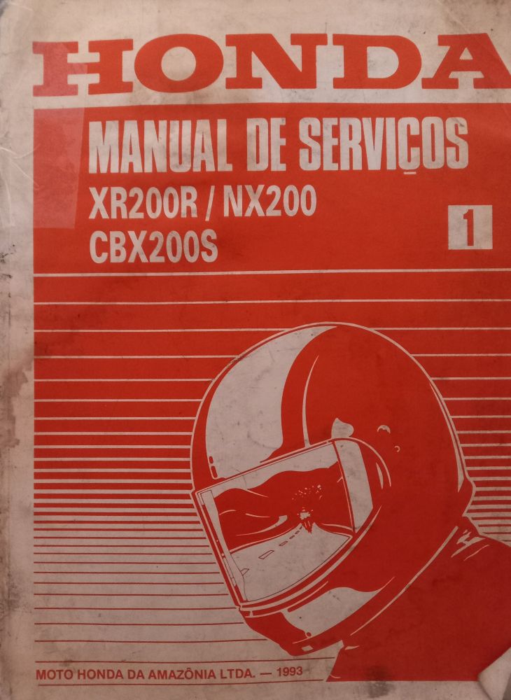 Catálogo Manual Honda XR200R NX200 CBX200 Serviços Manutenção Motor Suspenção Elétrica MSKBB931P Imagem 1